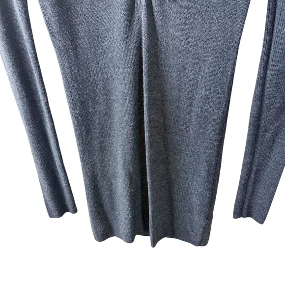 GANNI Black Ribbed Merino Wool Lace Up V Neck Tunic Top Dress Women's Size M - Picture 6 of 13